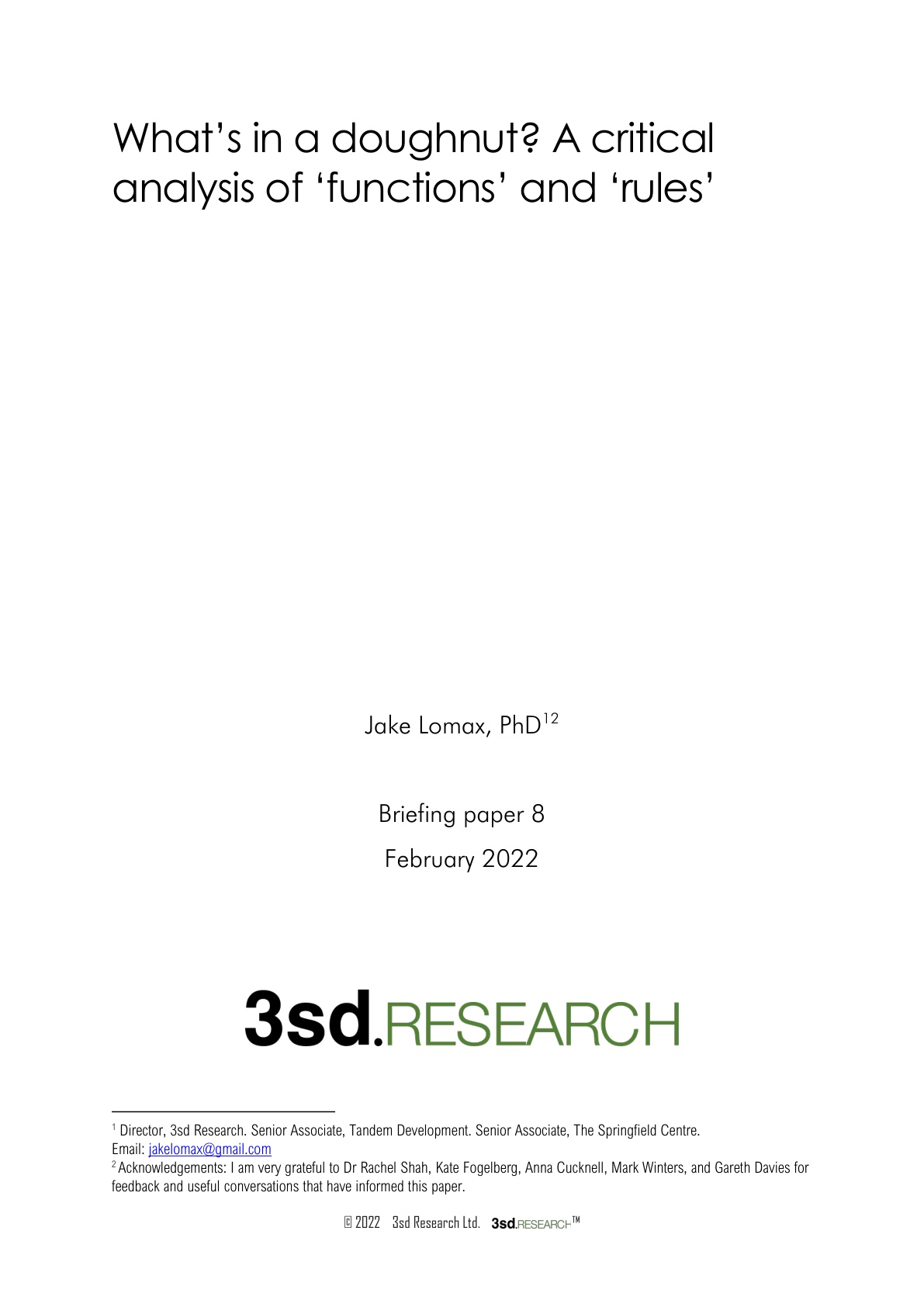 What's in a Doughnut? A Critical Analysis of 'Functions' and 'Rules'